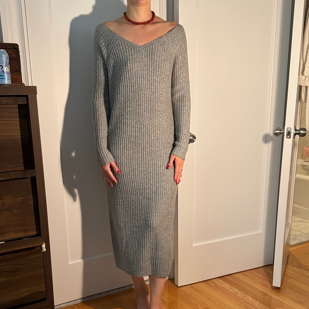 Treasure & Bond Gray Long Sleeve Knit Dress